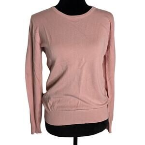 Cielo Pink Lightweight Knit Sweater Long Sleeve Crew Neck Soft Women's Large